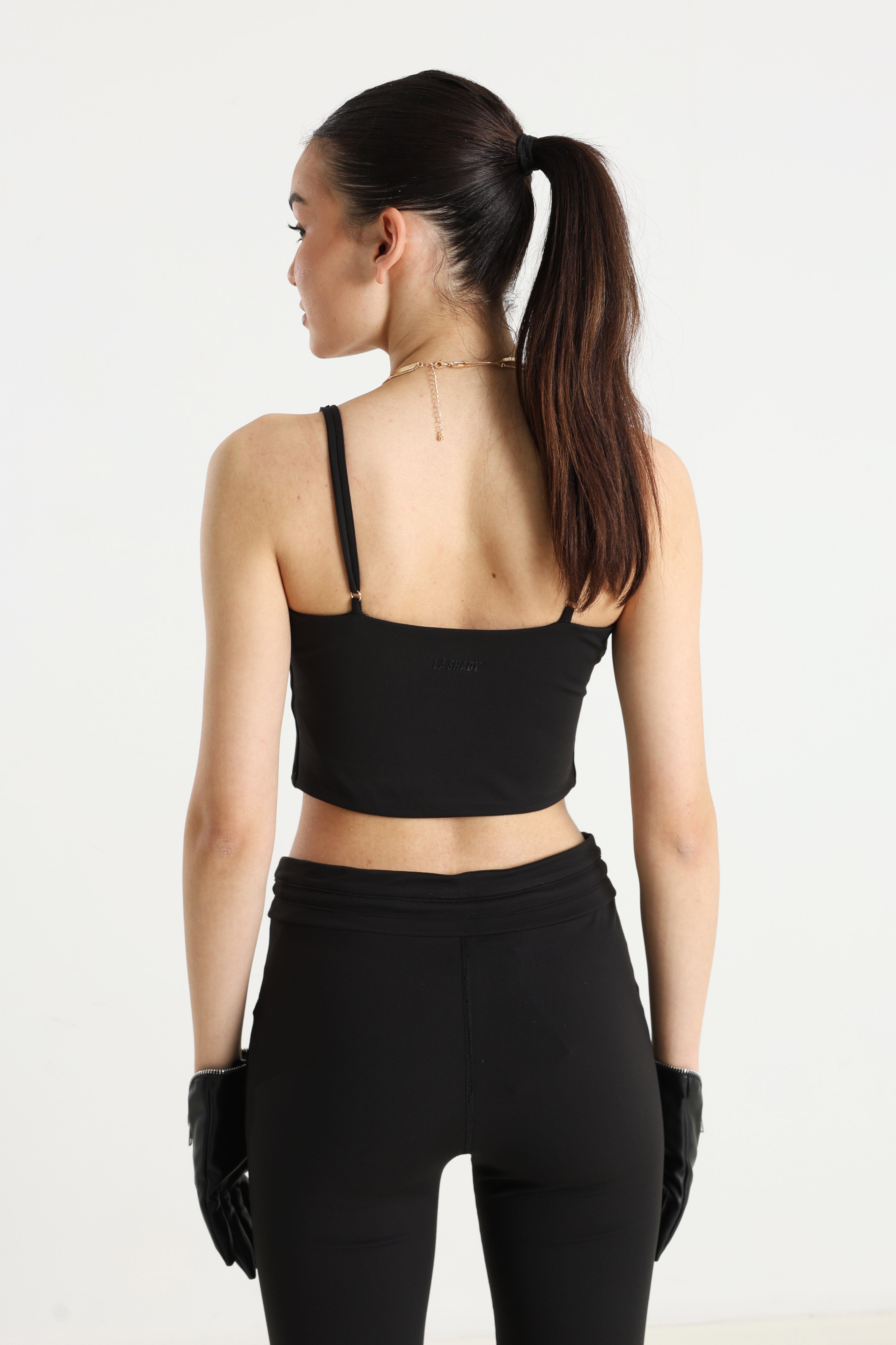 Crop Trägertop - Schwarz