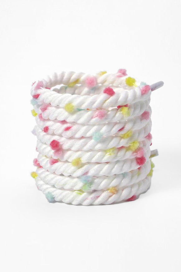 Lacets 150 cm tressés - White + Multicolor