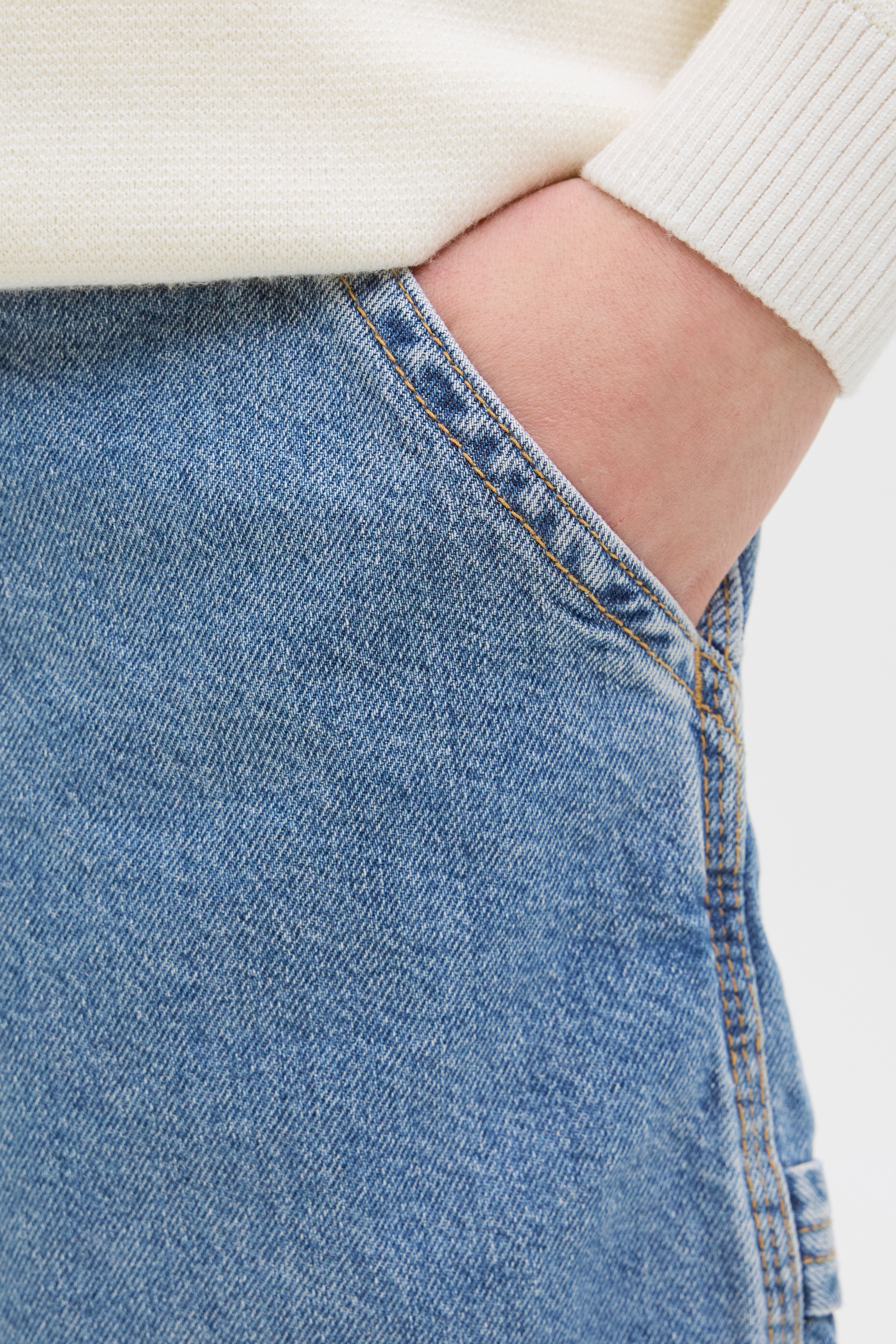 JJITONY JJCARPENTER short en jean loose fit - Blue Denim