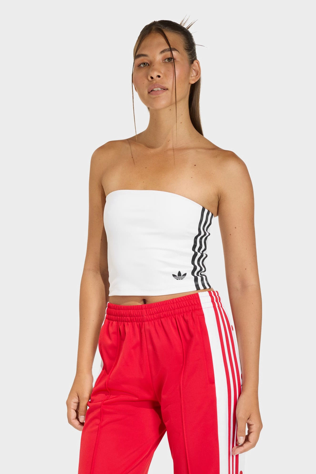 Bandeau Crop Top - White + Black