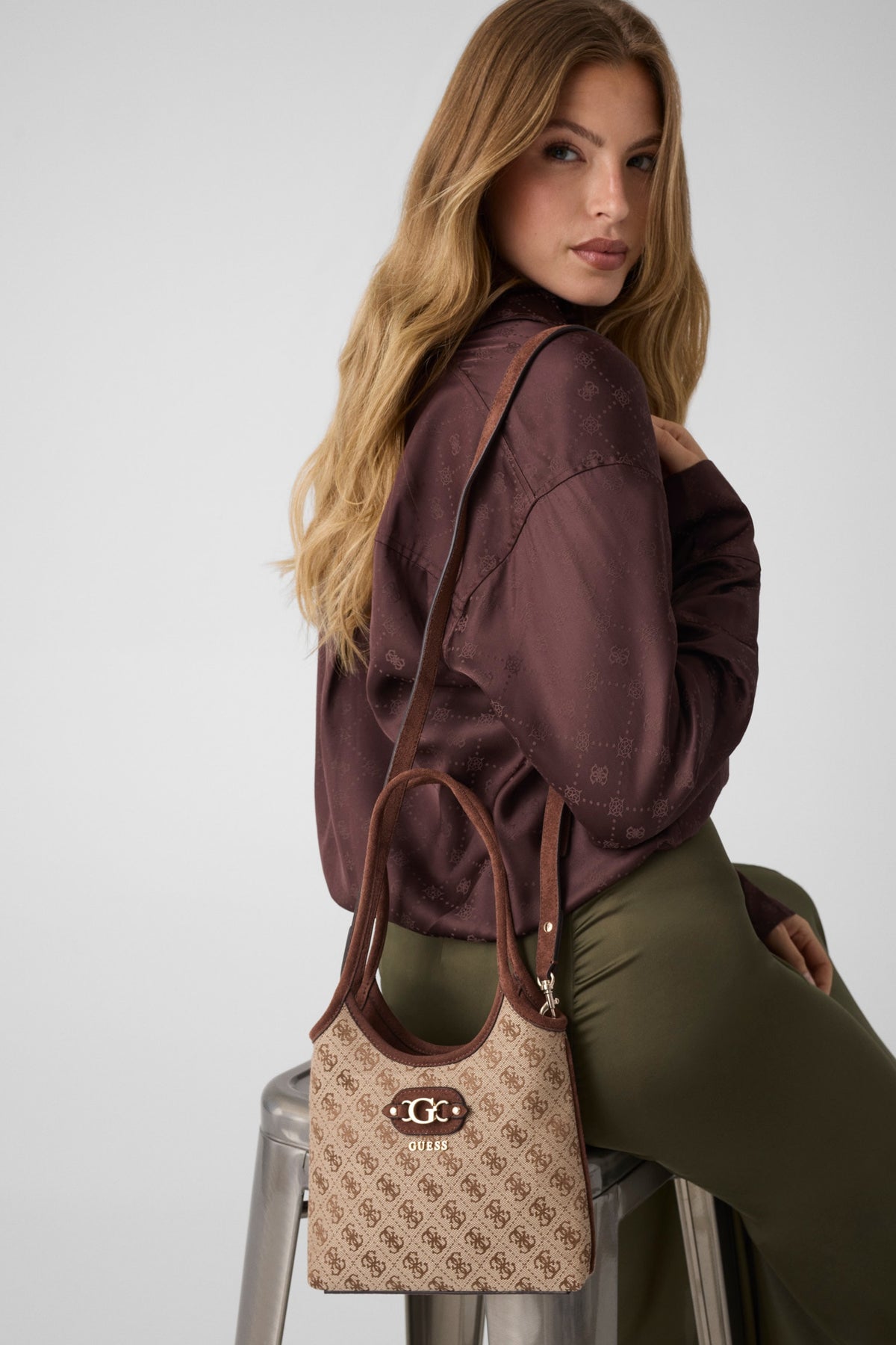 Samantha Mini Hand- / Umhängetasche - Latte + Brown