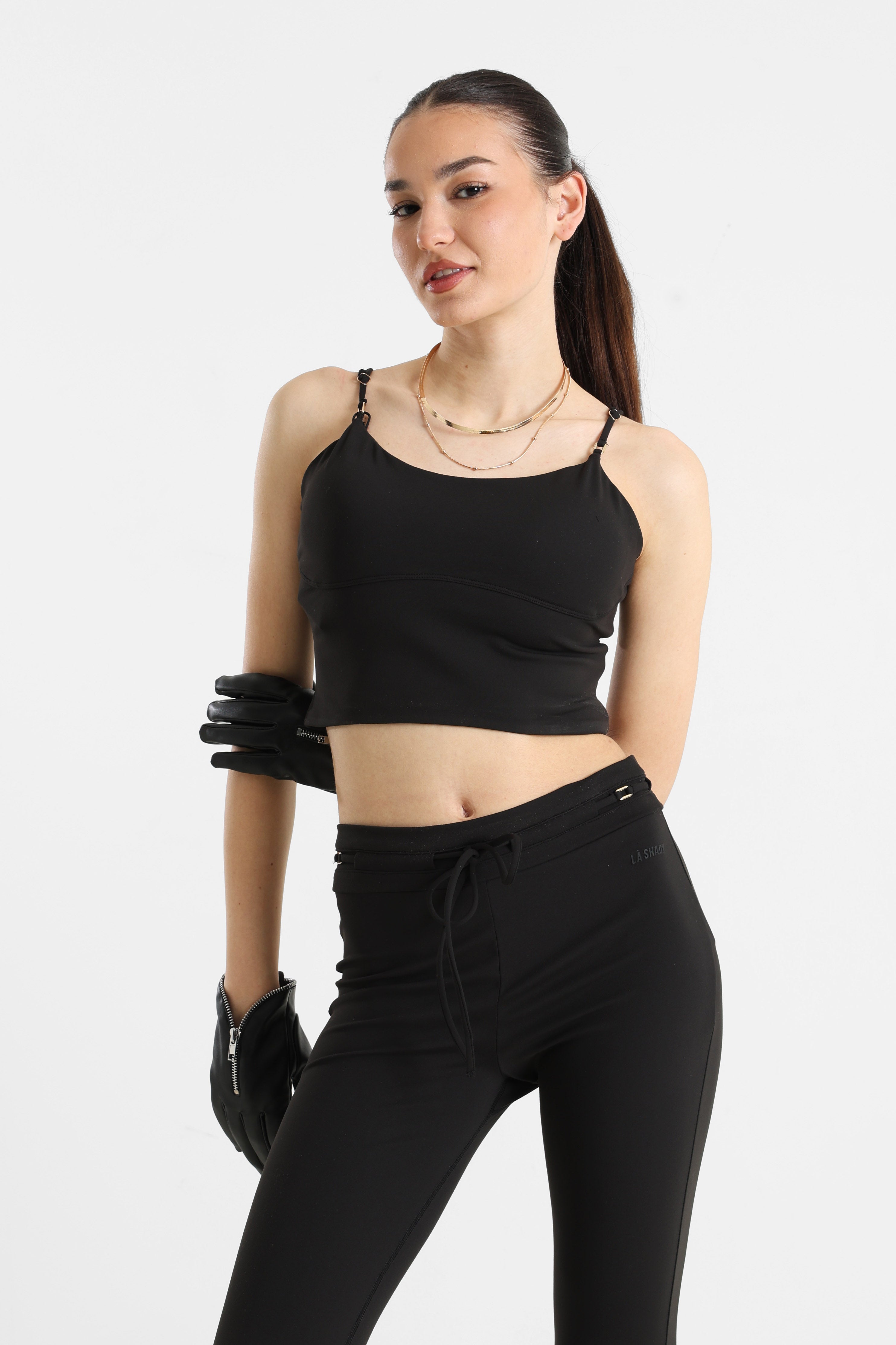 Crop Trägertop - Schwarz
