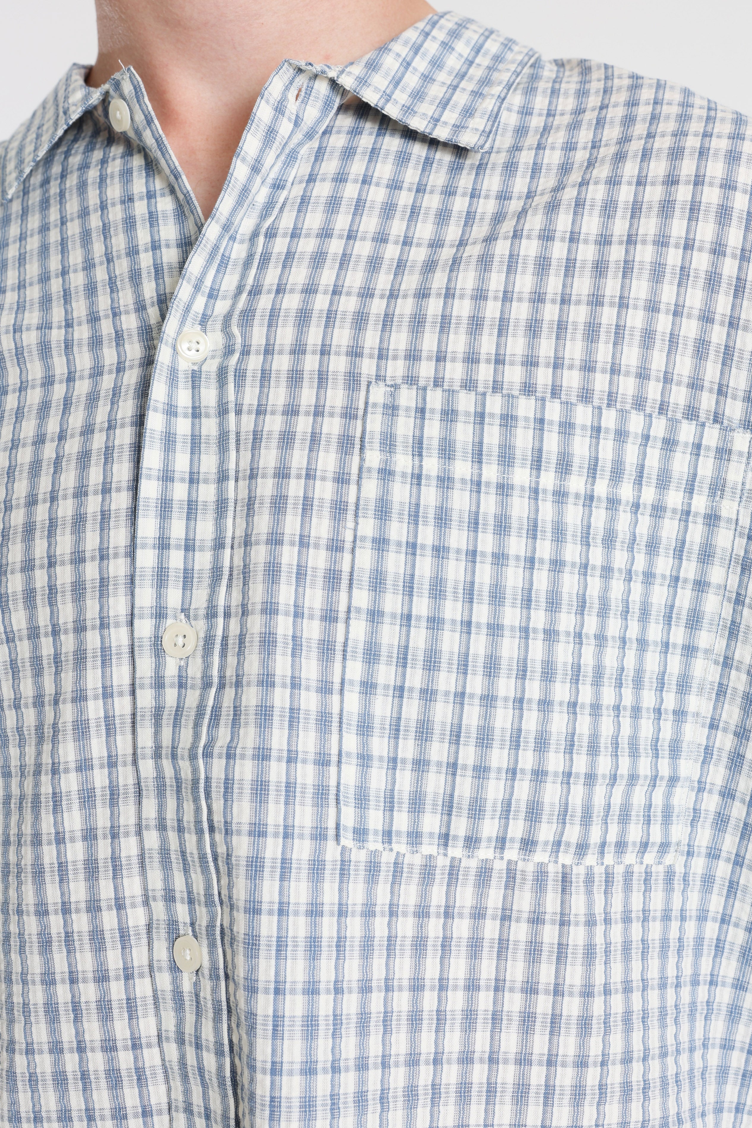 RRROWDY camicia ampia a quadri in seersucker - Ashley Blue
