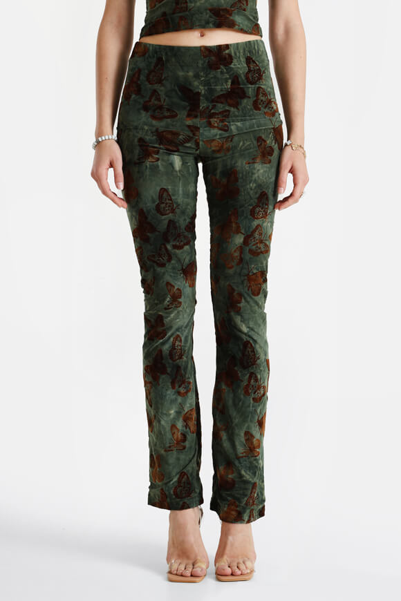 Leggings bootcut - verde + marrone