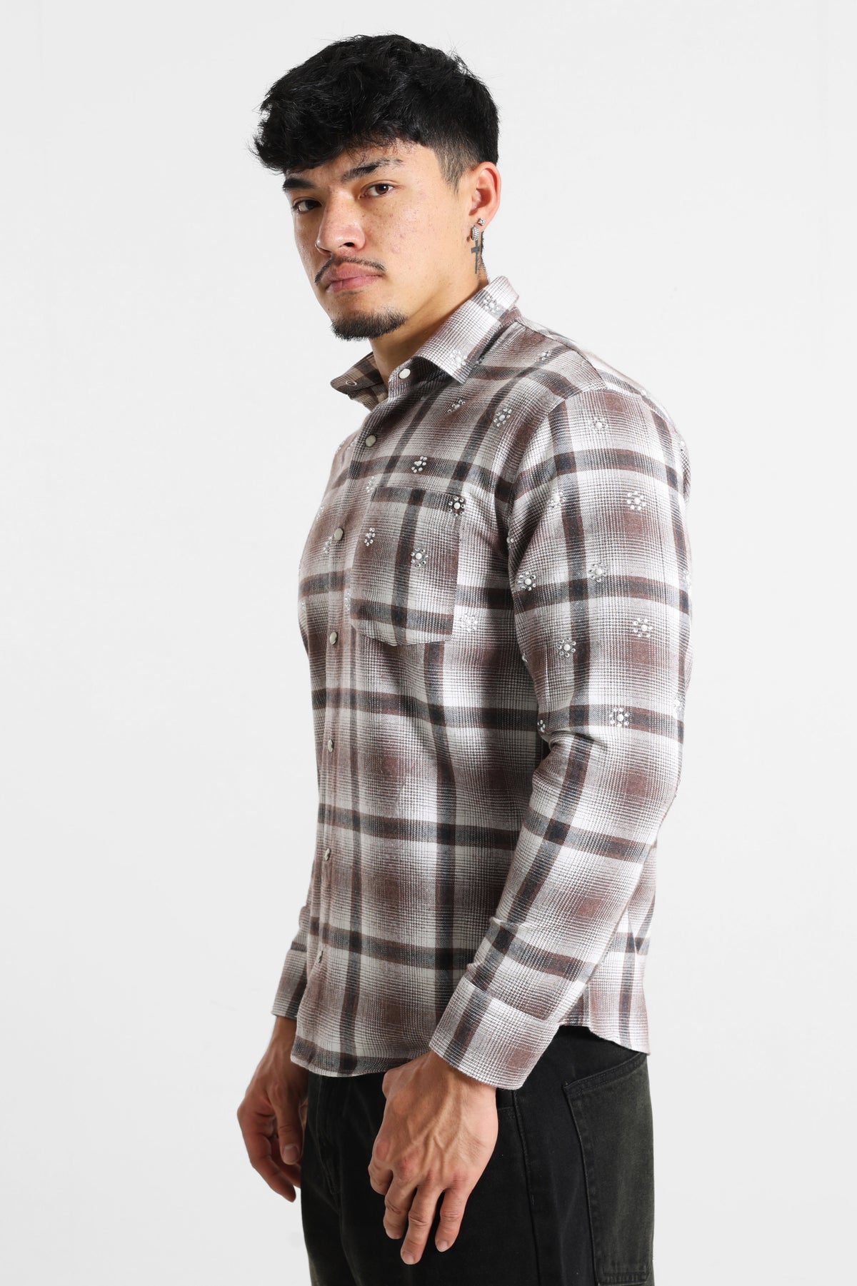 Rhinestone shirt - Brown