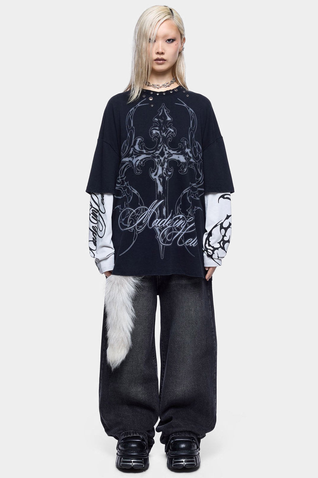 Made In Heel Langarmshirt - Black + Light Grey