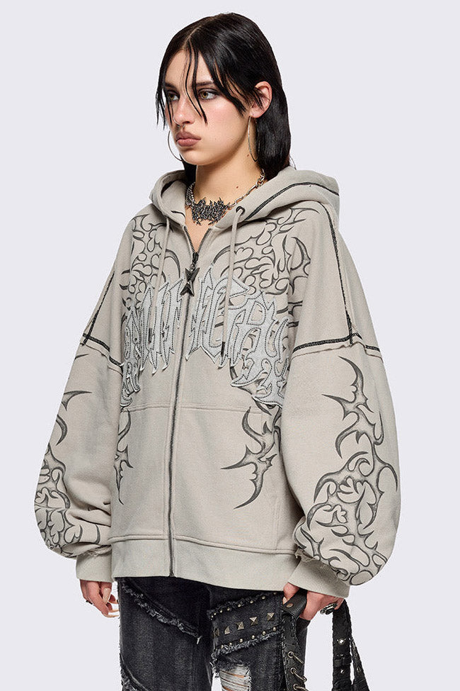 Dust sweat ample zippé à capuchon - Stone