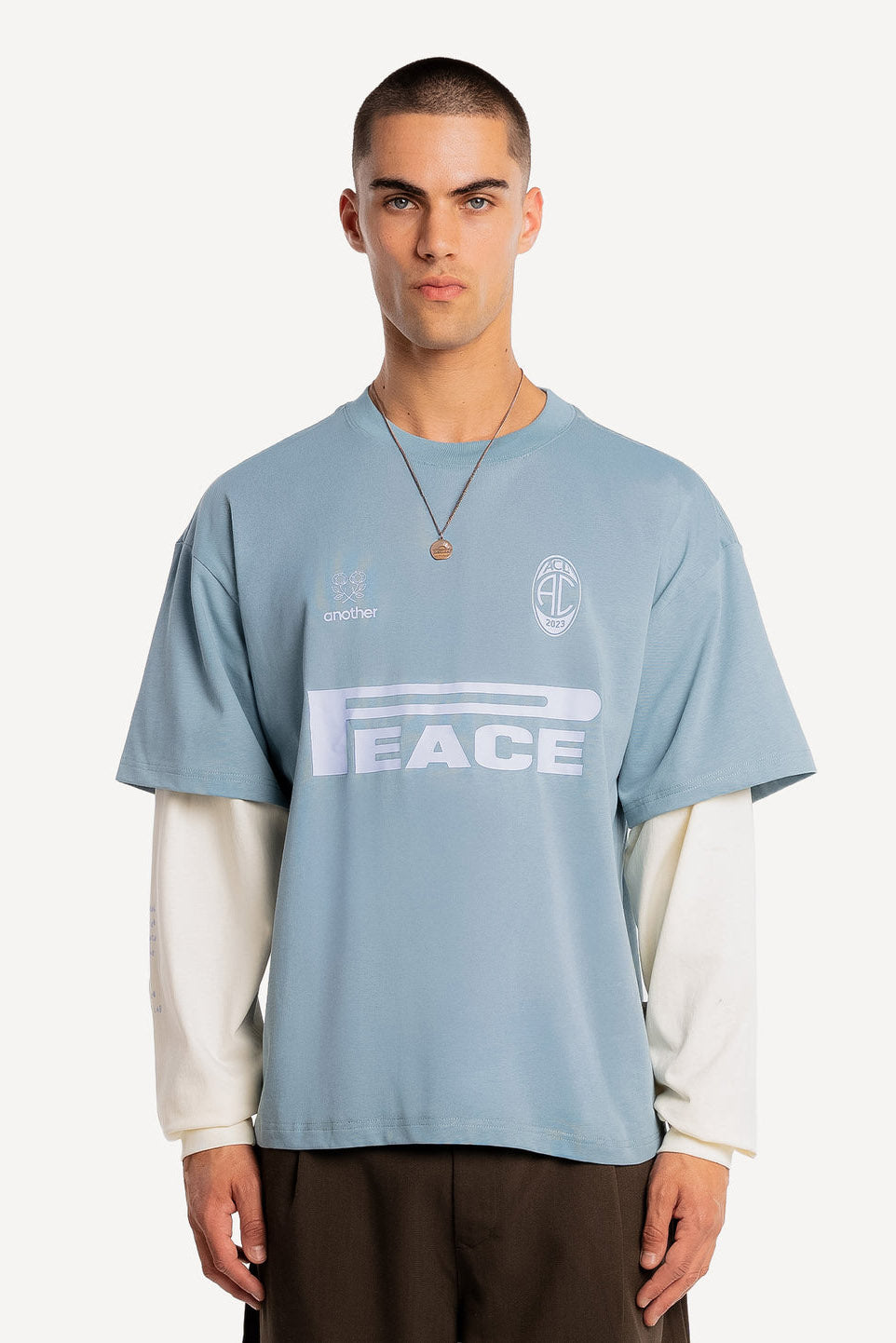 Shirt ample manches longues - Blue + Cream