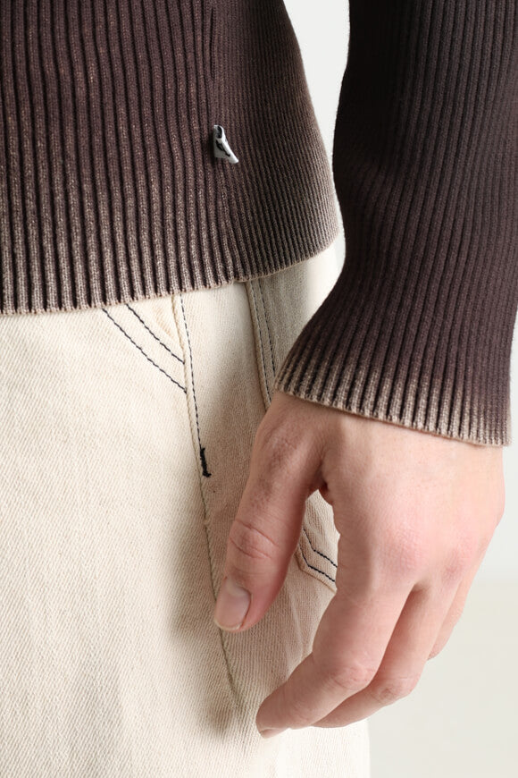 Pull en maille côtelée - Marron foncé