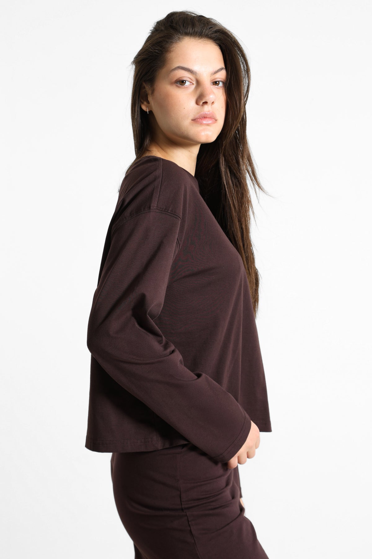 Shirt ample manches longues - Brun
