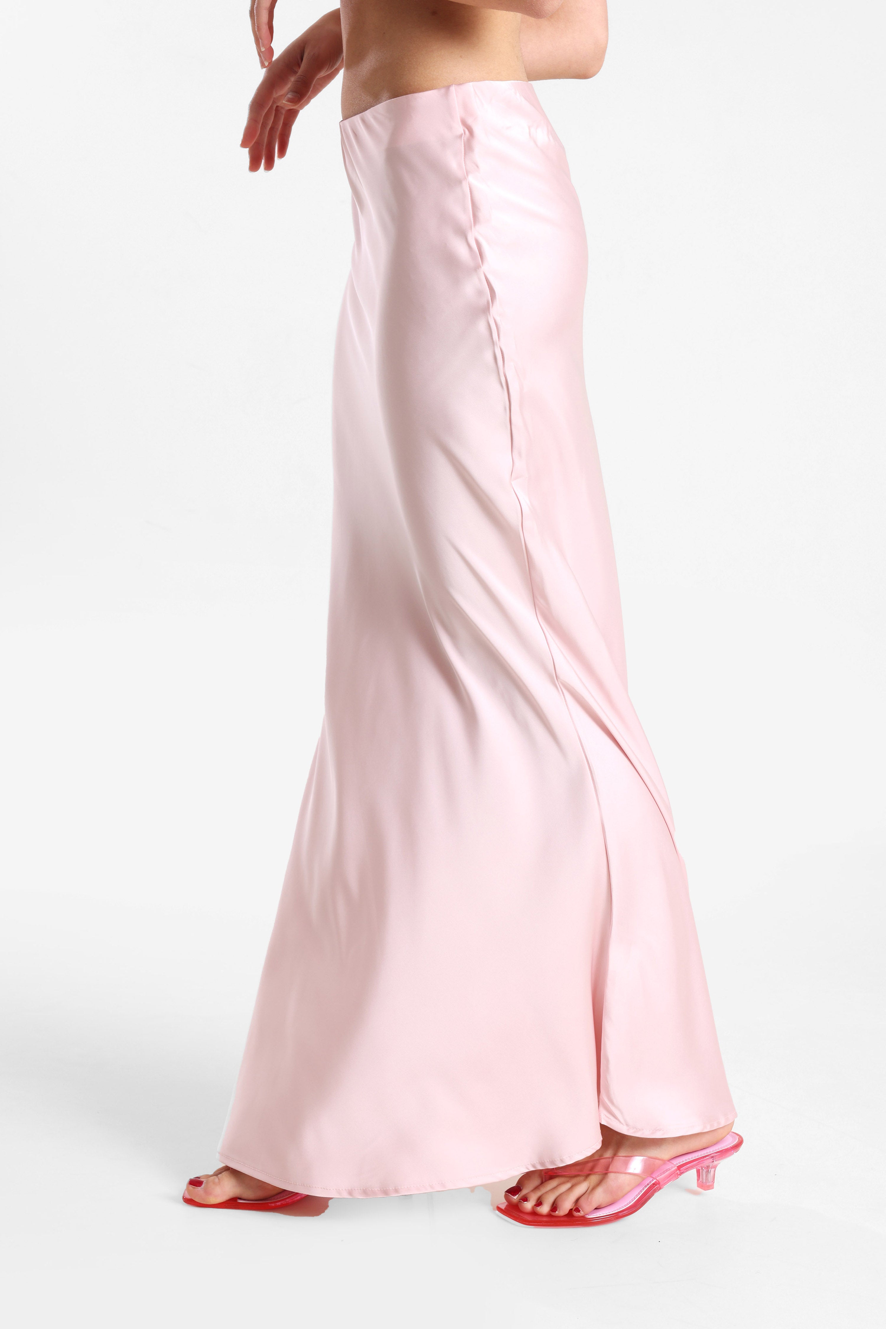 Gonna lunga satinata - Rosa