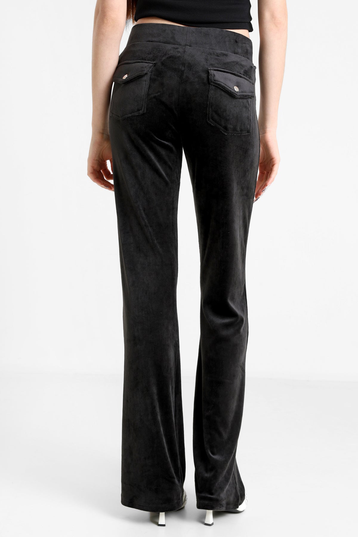 Samt Flare-Hose - Schwarz