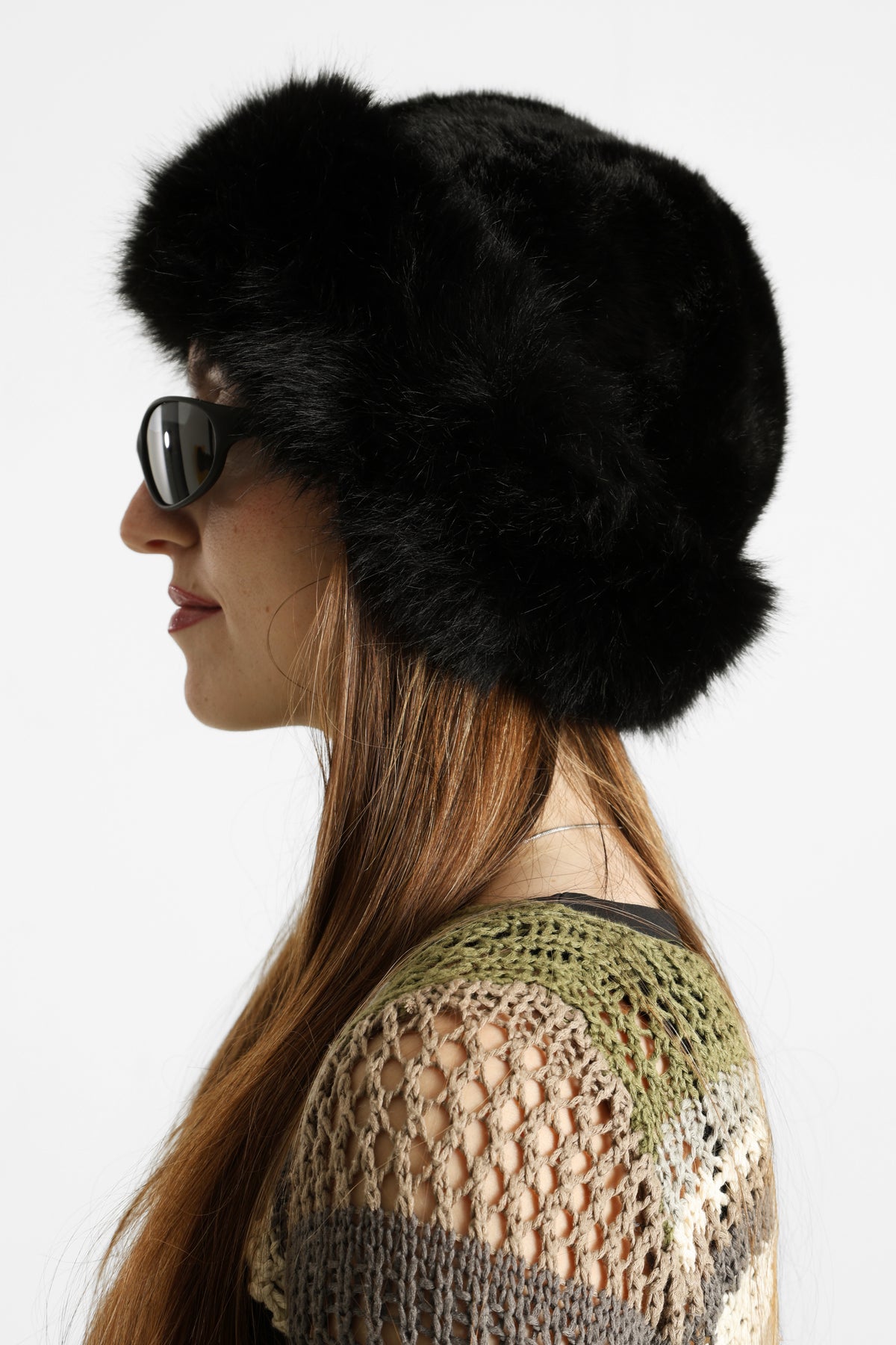 Cappello in pelliccia sintetica - Black