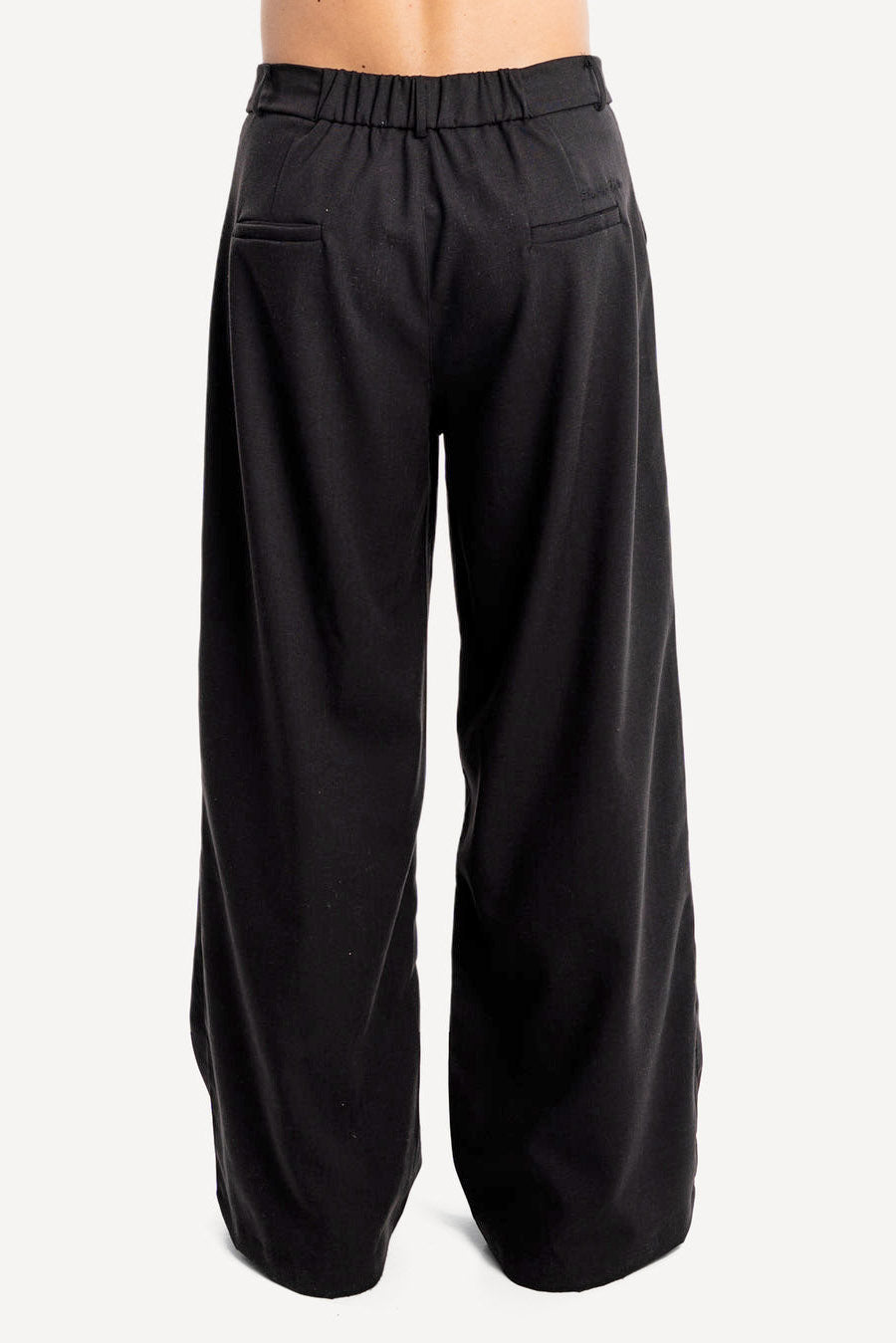 Pleated pantalon en tissu - Black