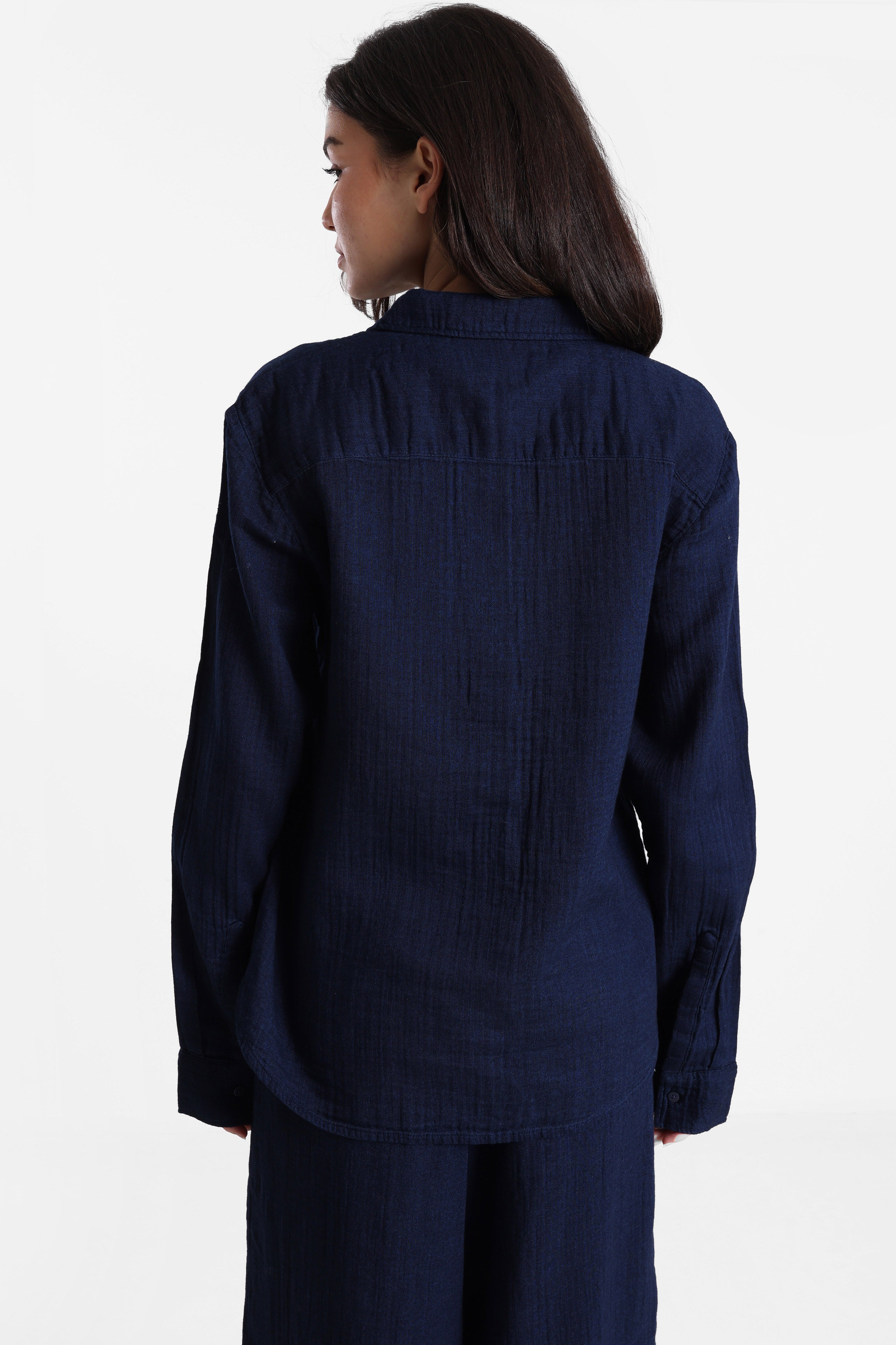 Camicia ONLLEONI in seersucker - Vintage Indigo