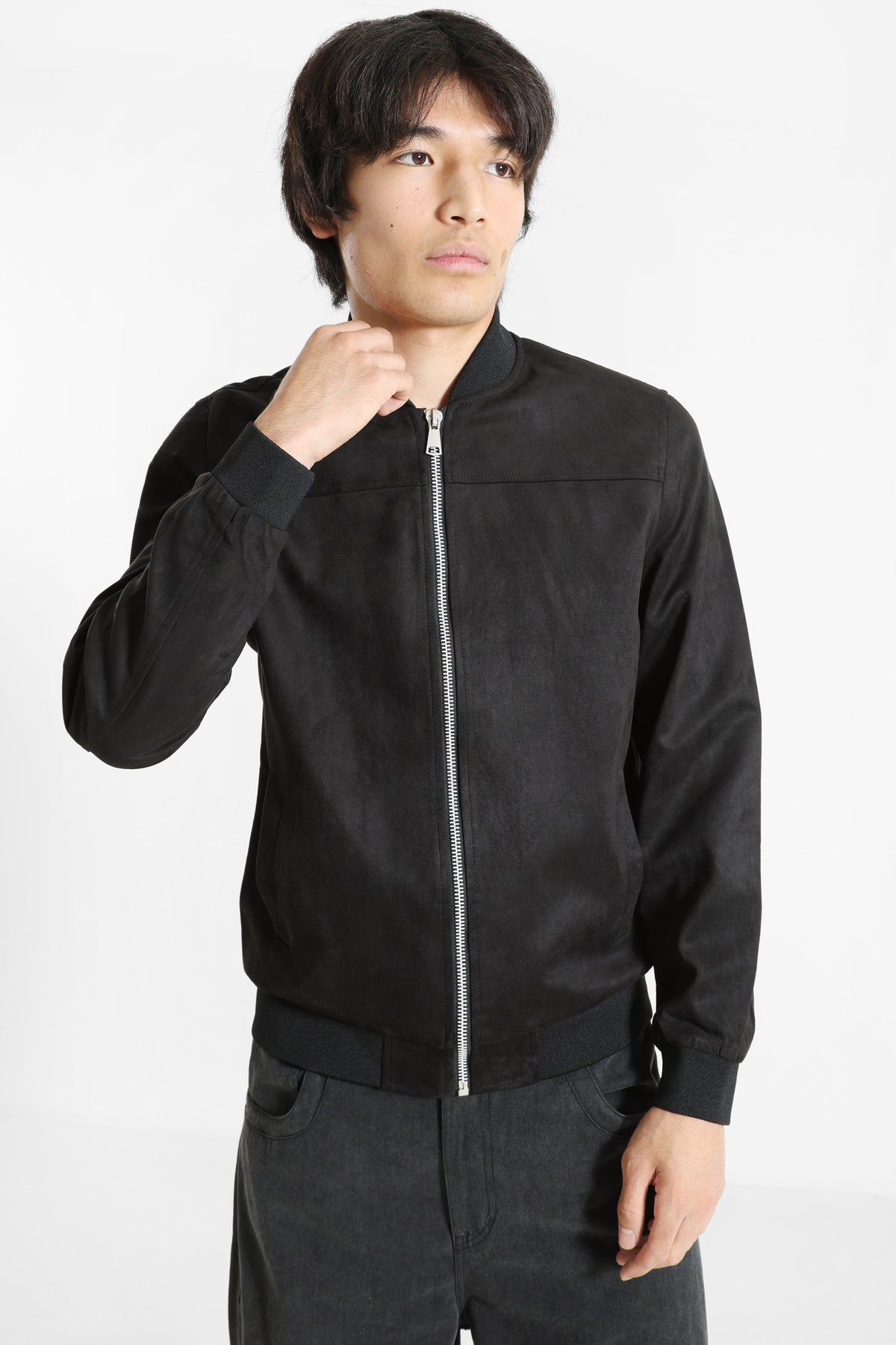 Kunstwildleder Leichte Bomberjacke - Black