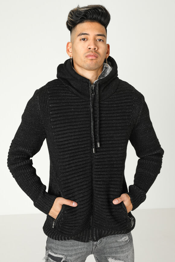 Cardigan doublé - Noir chiné