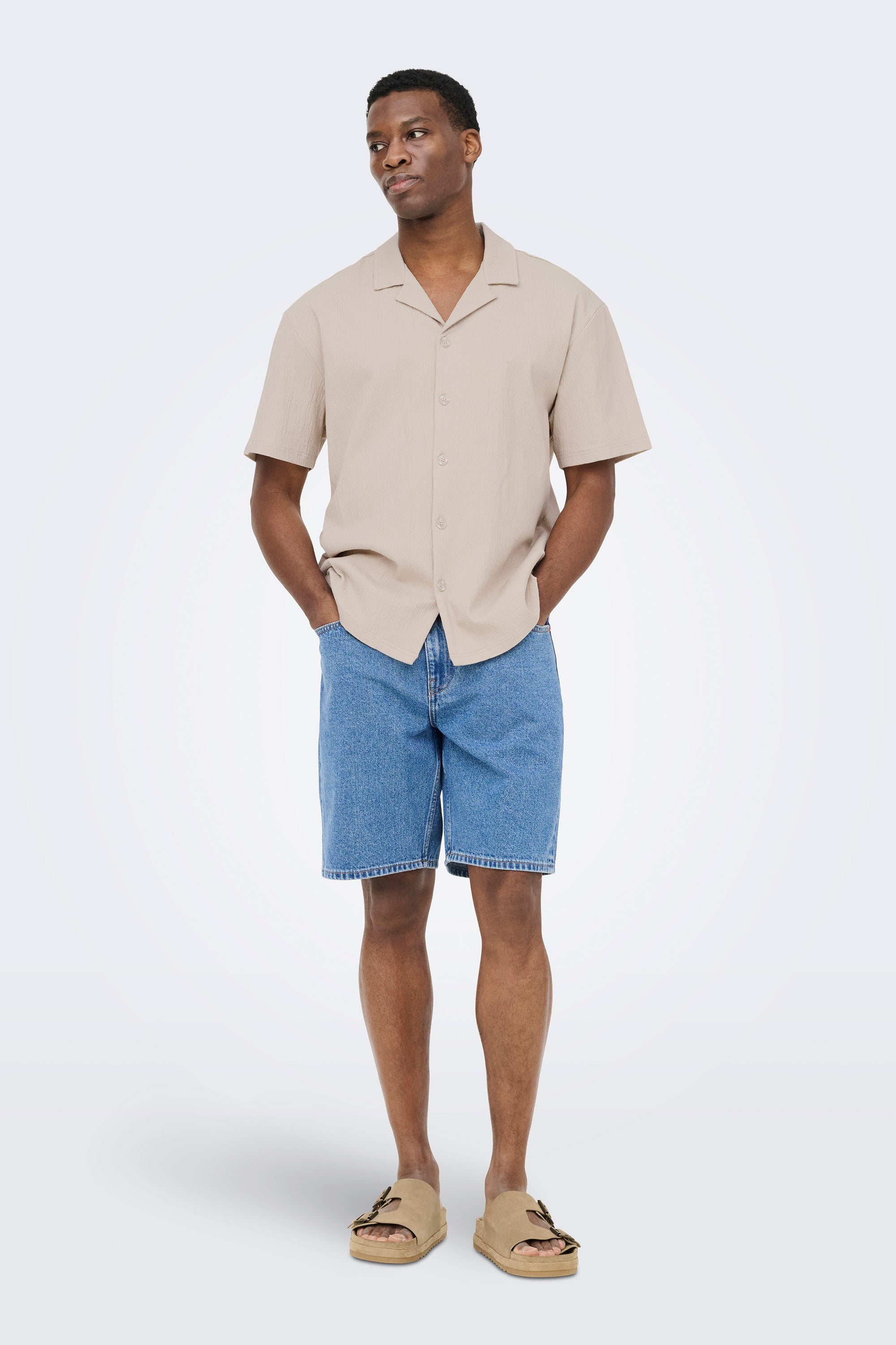Edge short denim - Medium Blue Denim