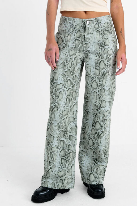 Release Slouchy Fit Wide Leg Jeans - Green Snake
