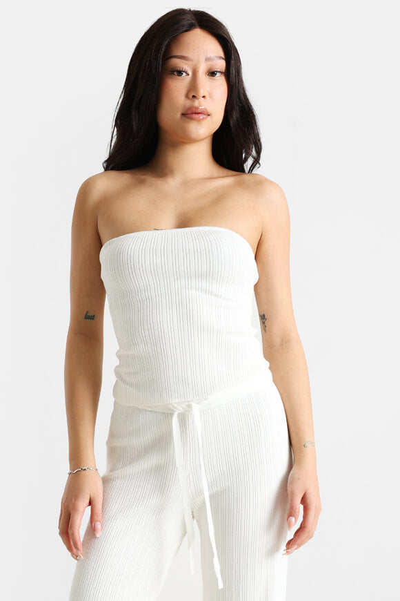 Top bandeau côtelé - Ecru