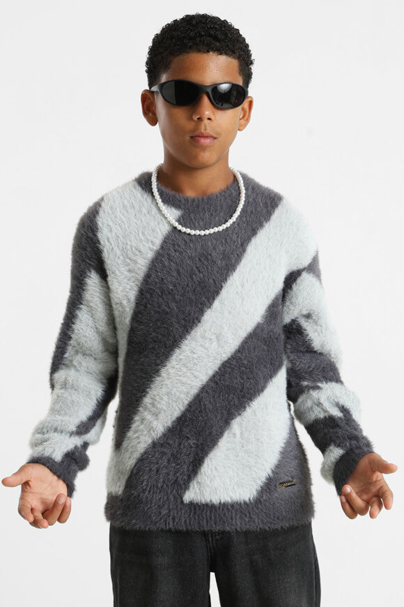 Hairy Strickpullover - Gris clair + Anthracite