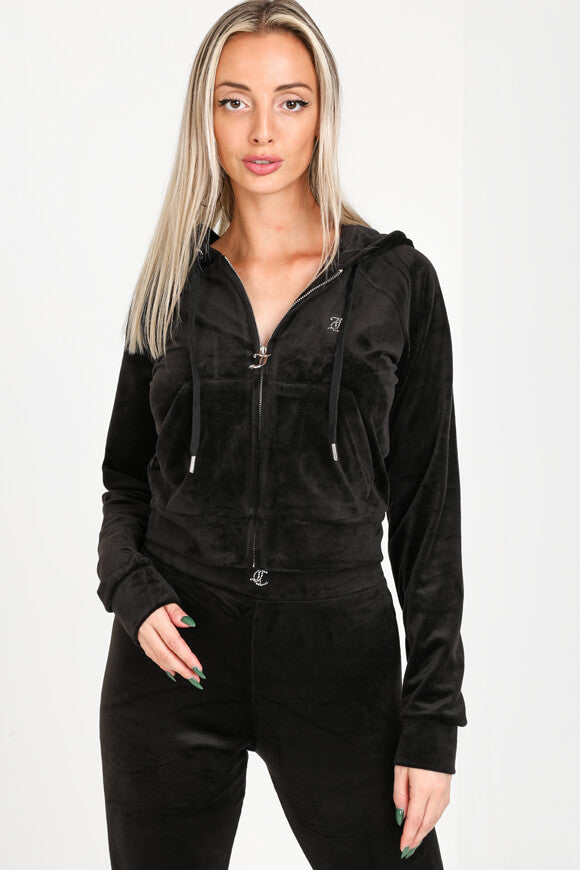 Madison Velvet Crop Jacket - Black
