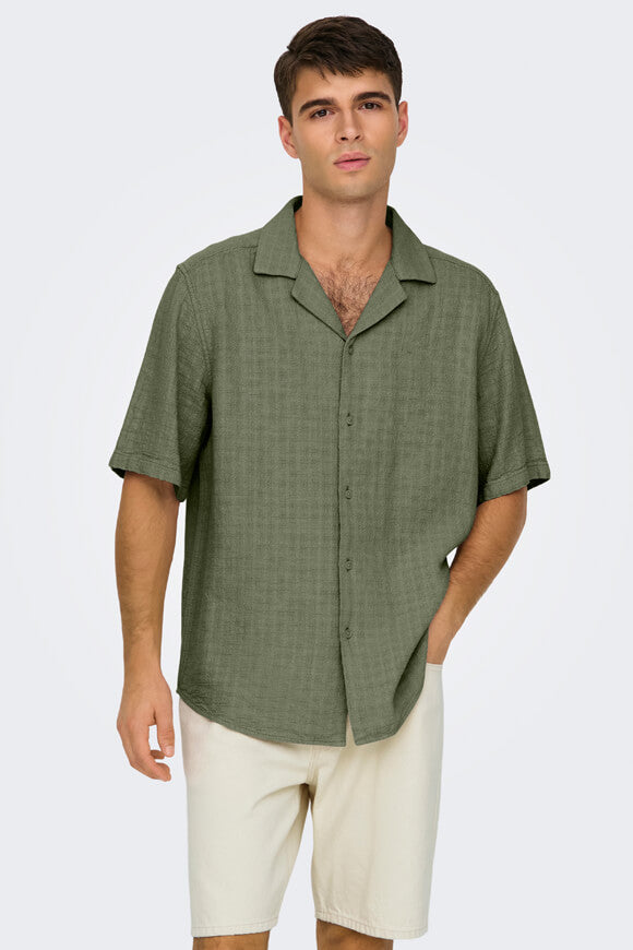 ONSLATHAM linen shirt - Dusty Olive