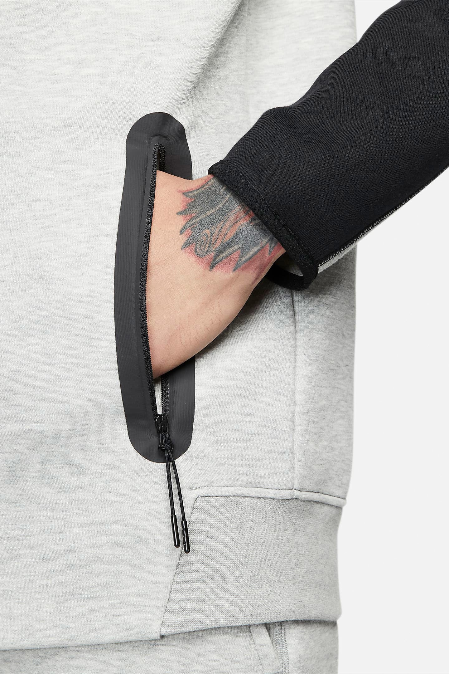 Sportswear Tech Fleece Kapuzensweatjacke - Light Grey Heather + Black