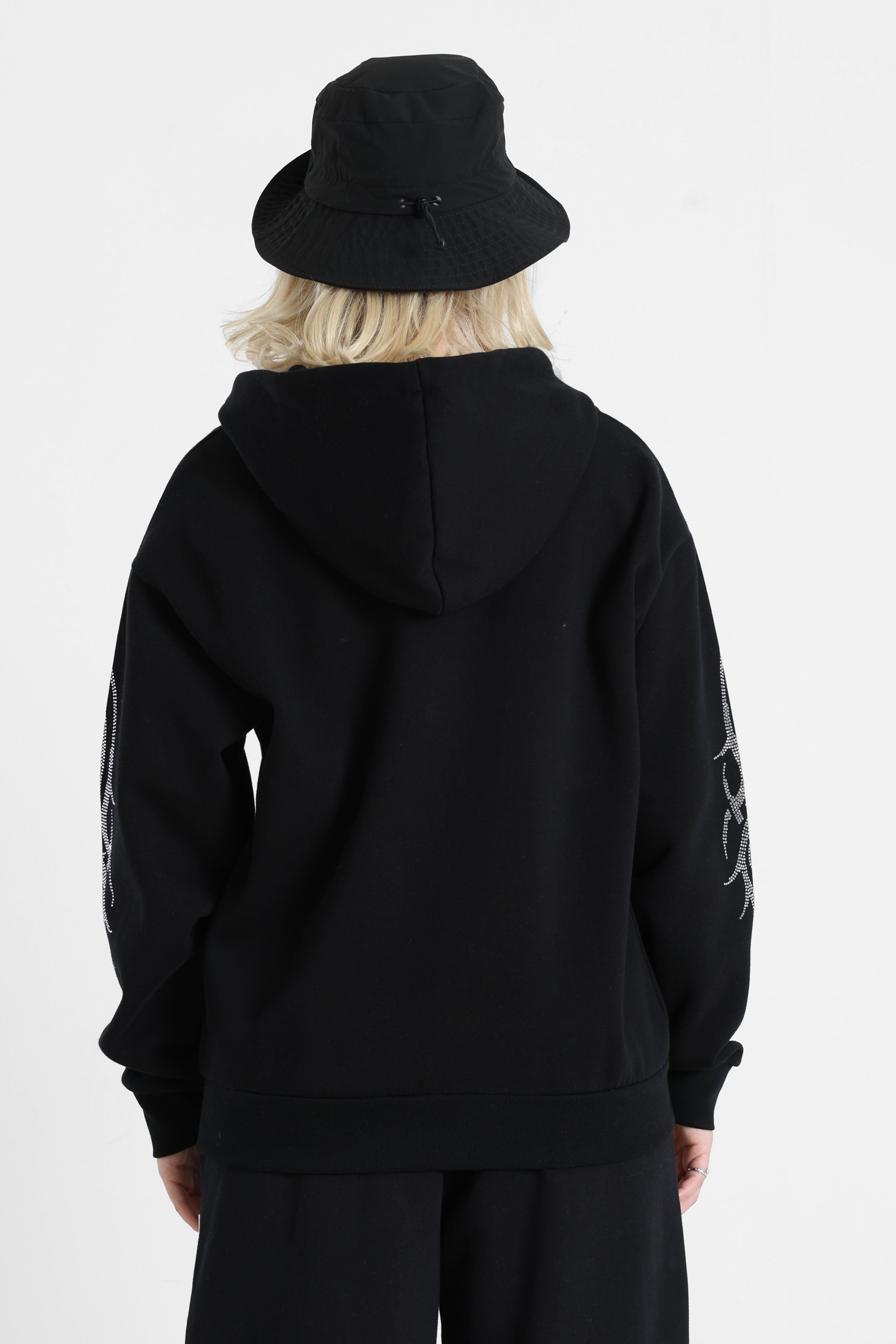 Quartz sweat ample zippé à capuchon - Black