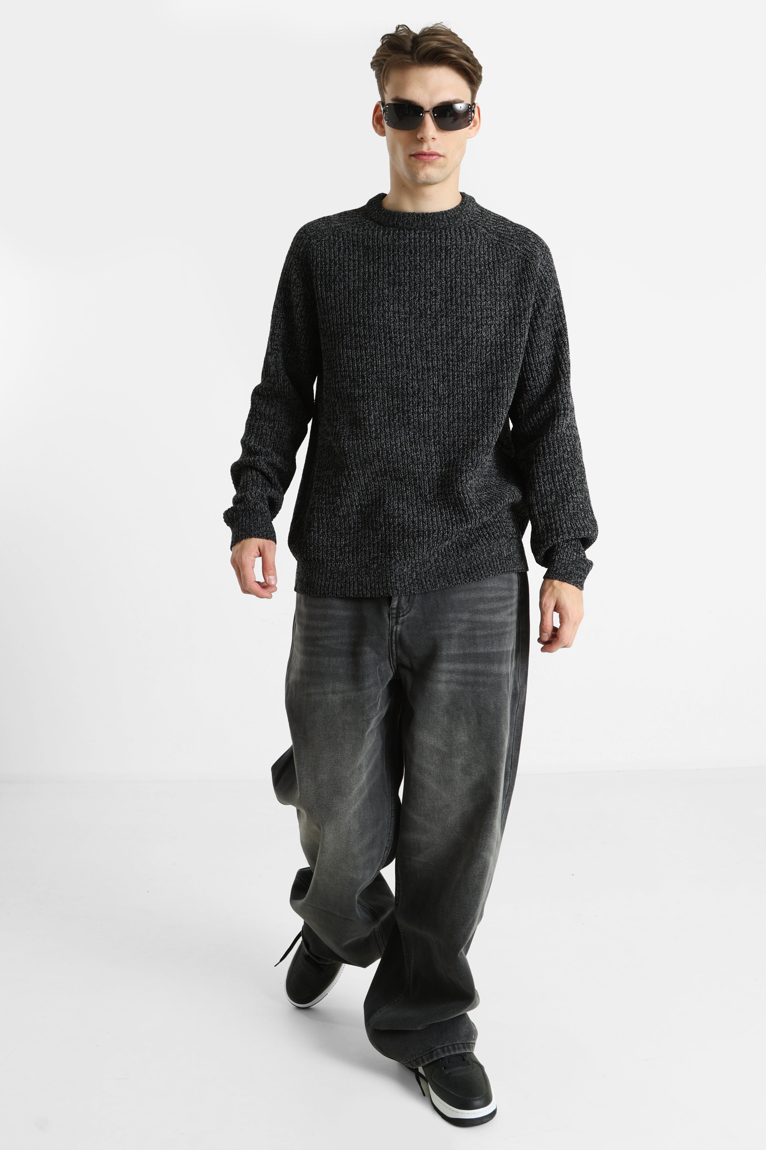 ONSJOIN knitted sweater - Black + Gray Pinst