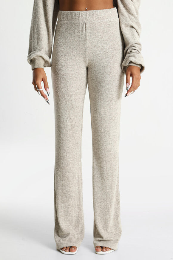 Flare Strickhose - Beige meliert