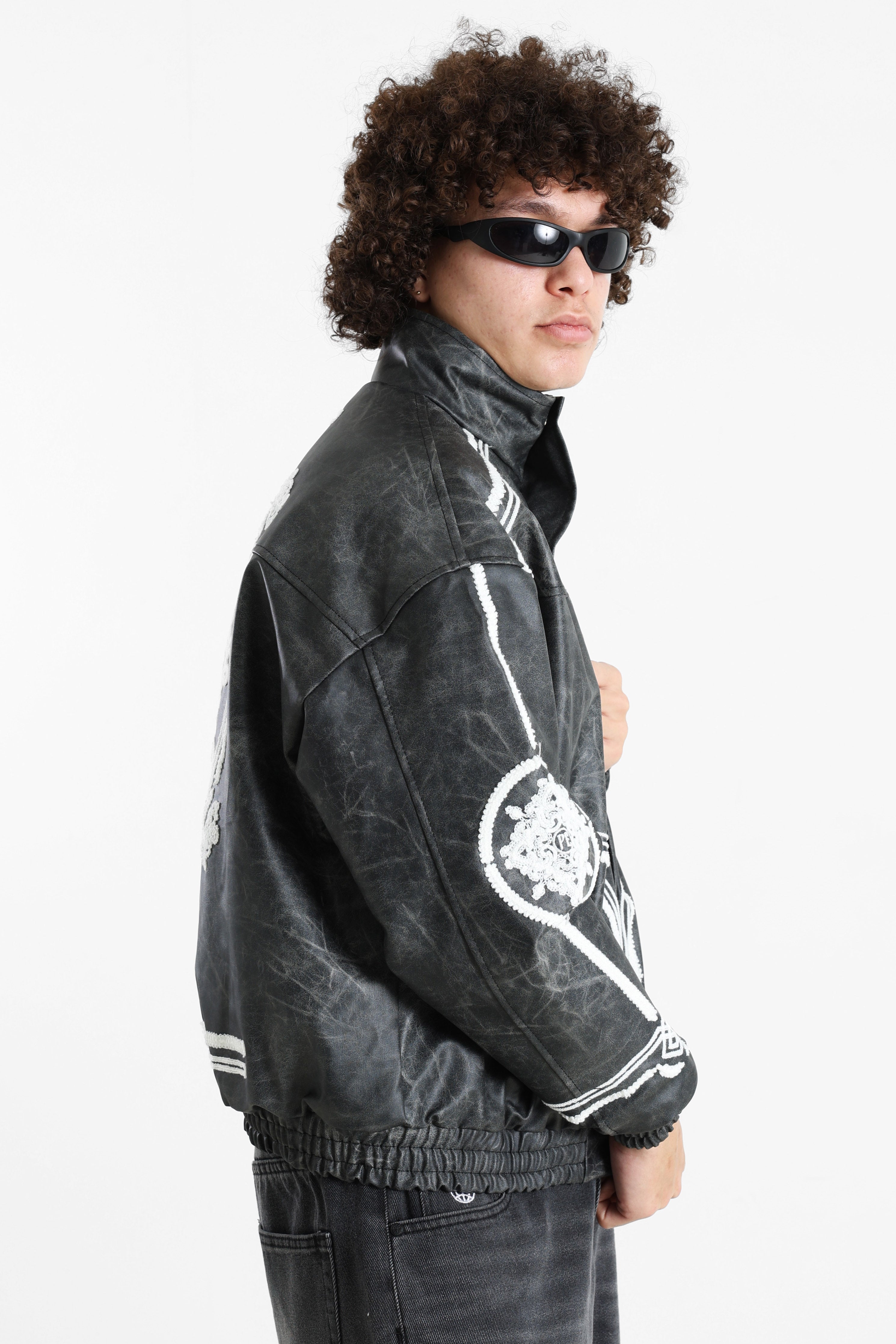 Faux leather jacket - Black Washed