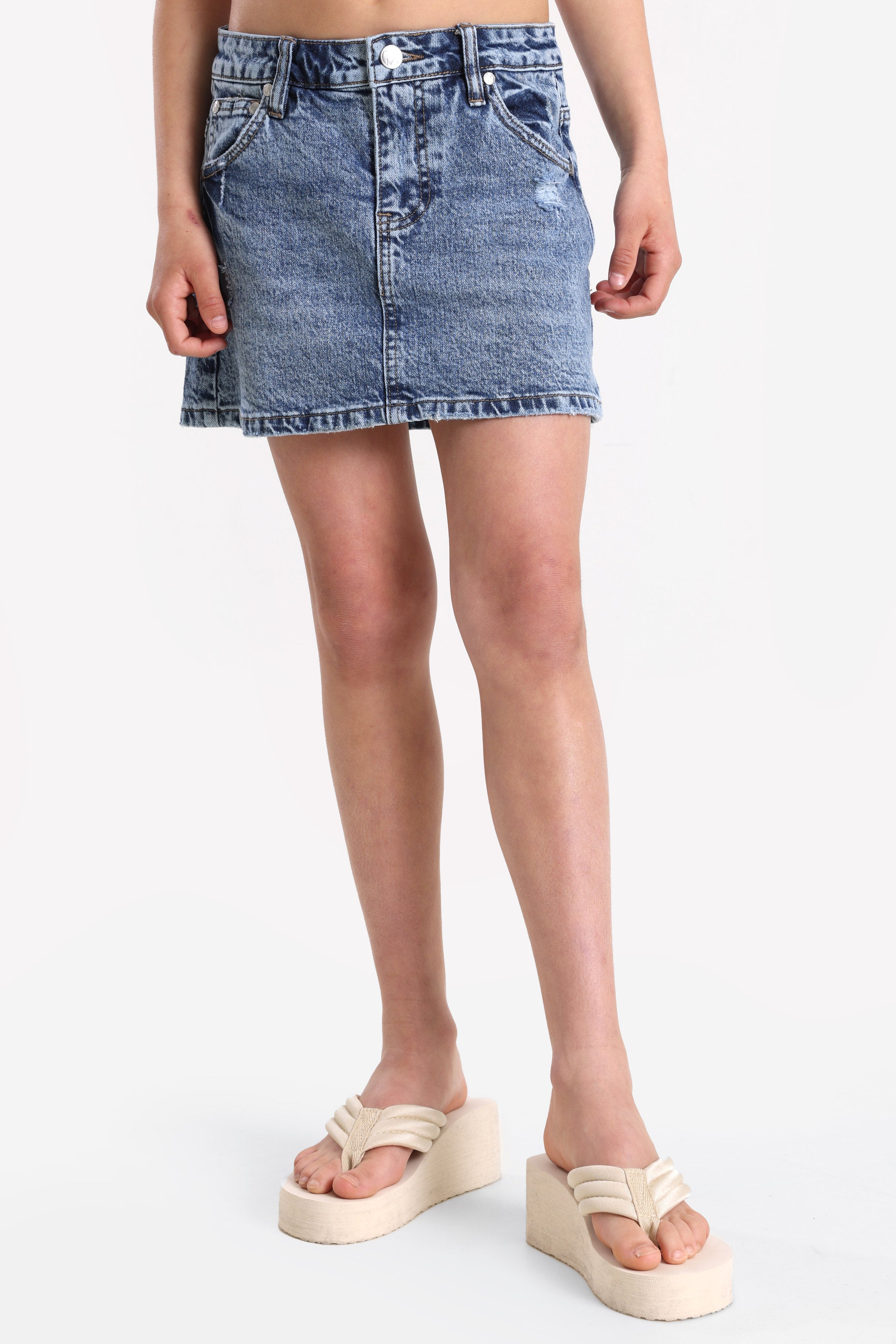 Mini-Jeansrock mit Innenshorts - Used Medium Blau