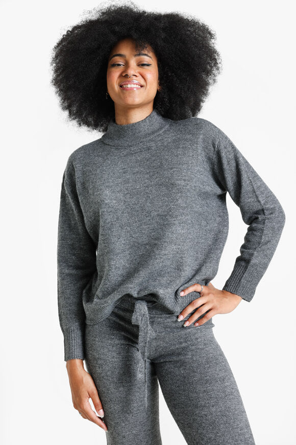 Knitted sweater - dark gray mottled