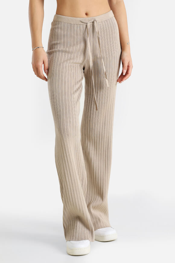 Gerippte Strickhose - Beige