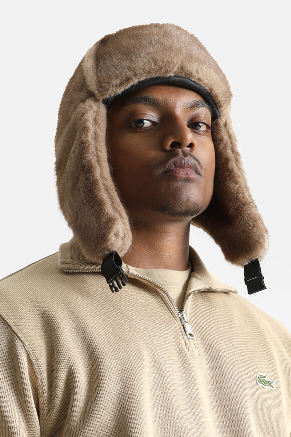 Chapka en fourrure synthétique - Brun + Beige