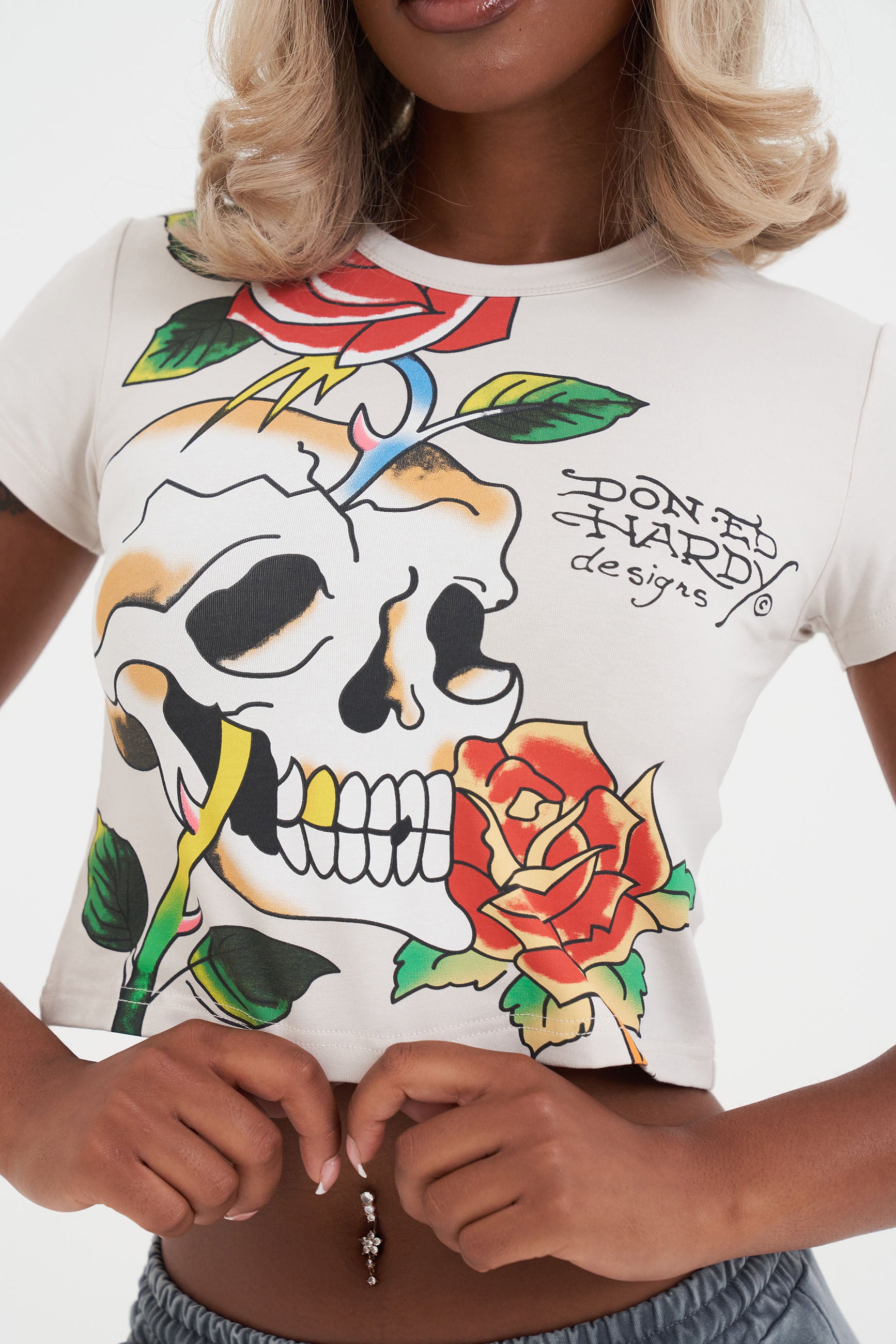 Maglietta con crop - Beige chiaro