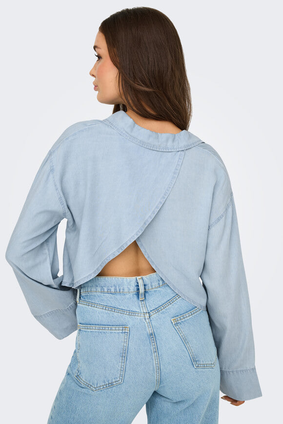 ONLCHARIS Crop Shirt - Light Blue Denim