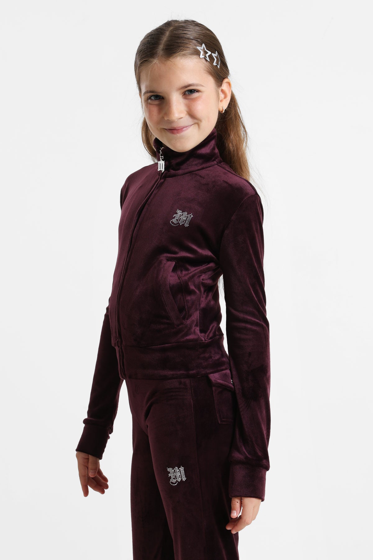 Veste courte en velours - Aubergine
