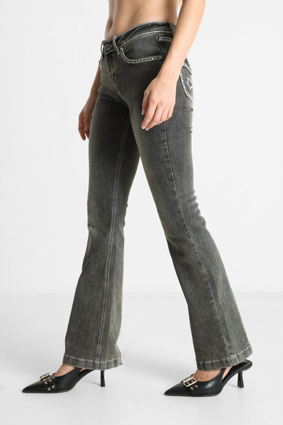 Jeans flare - Noir usé