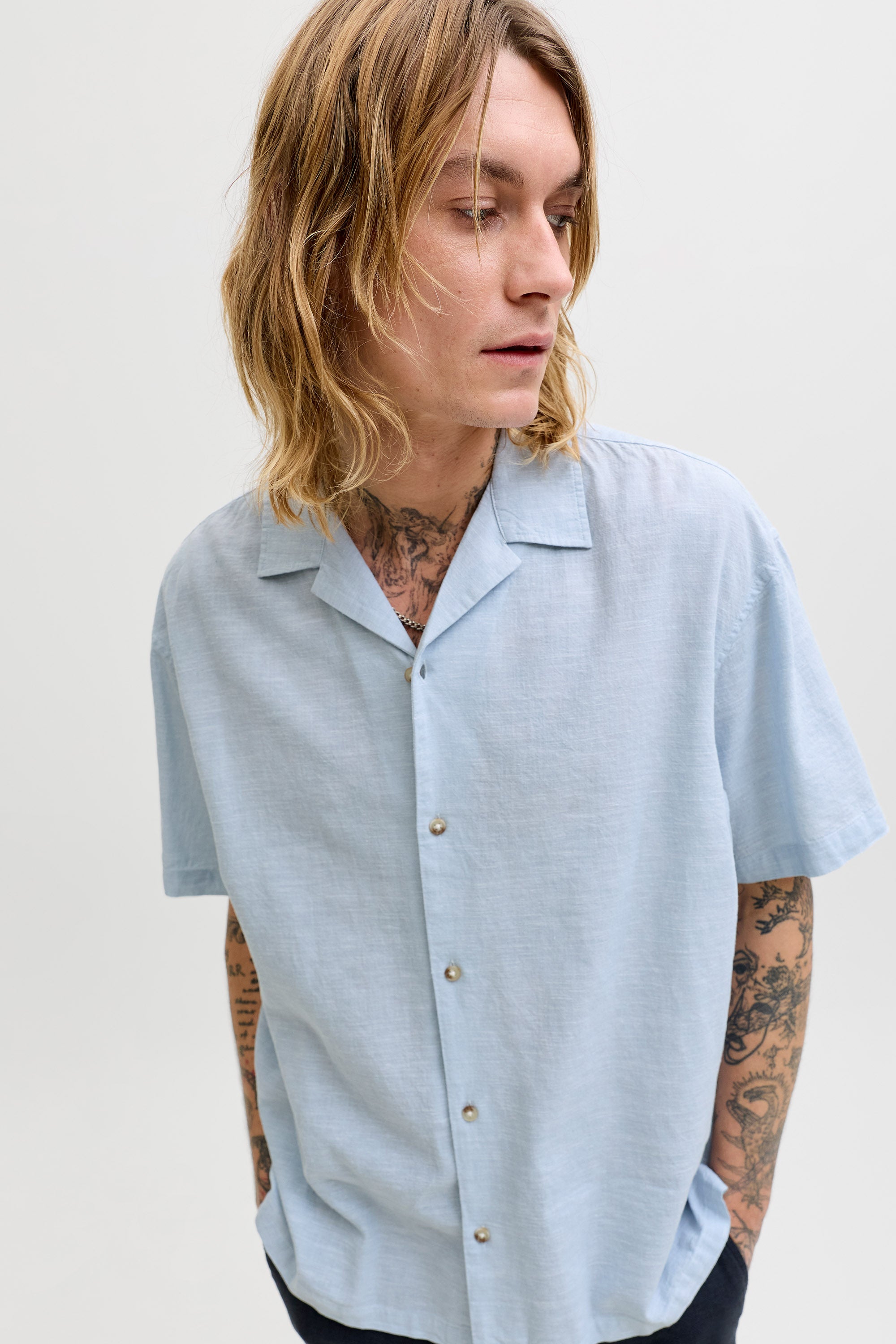 JJESUMMER chemise en lin - Celestial Blue