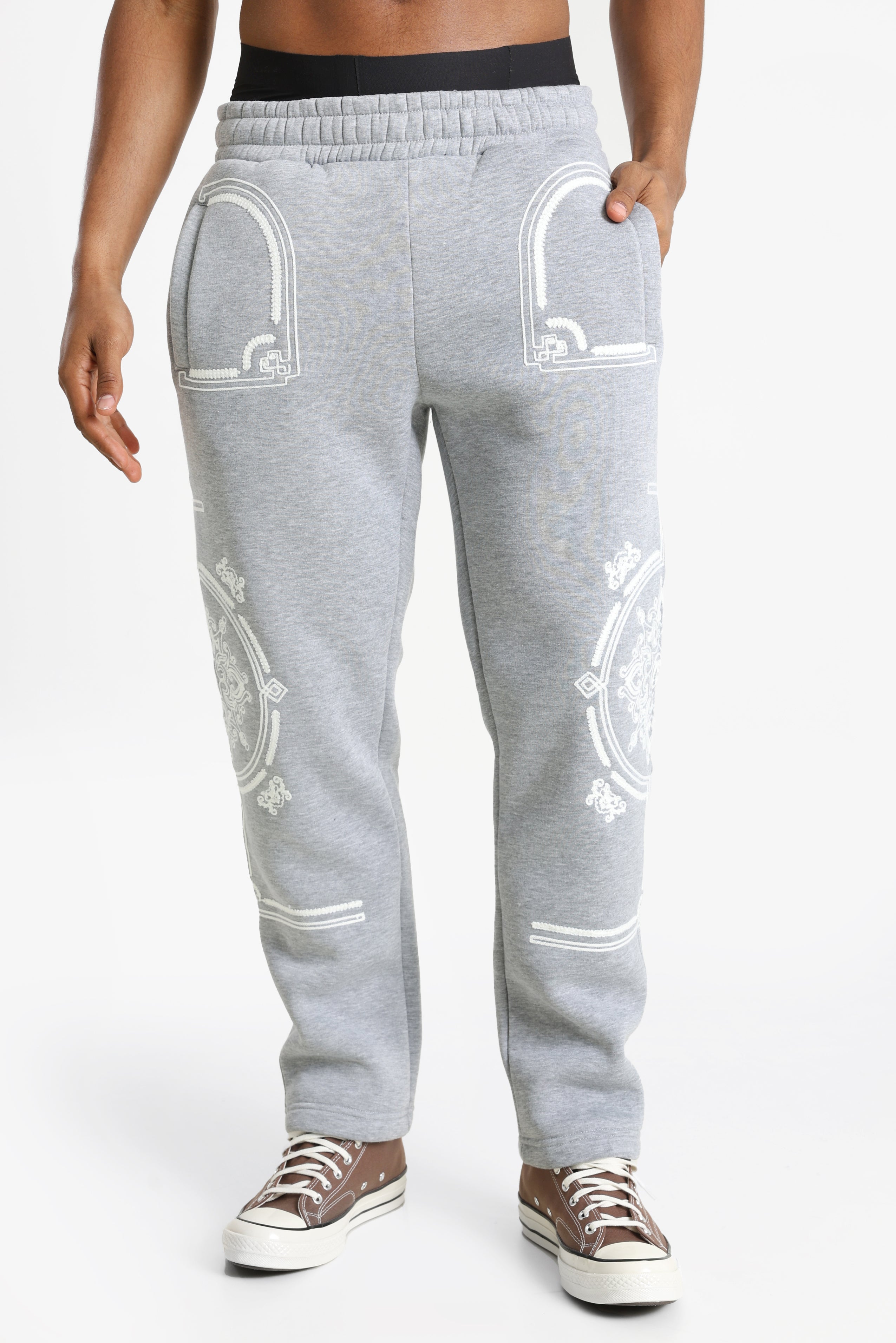 Sweathose - Grey Heather + White