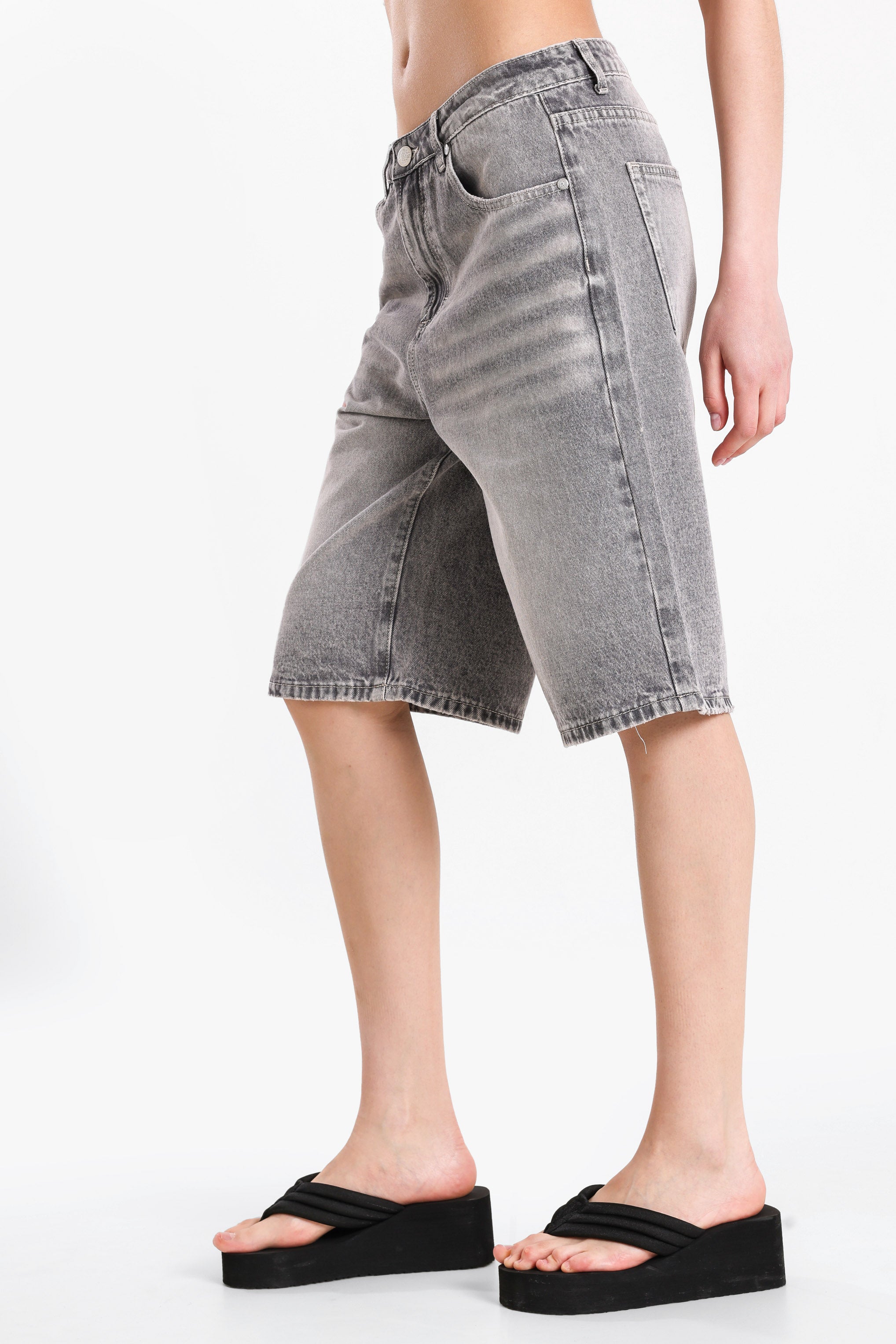 Jeans Bermudashorts - Gewaschen Grau