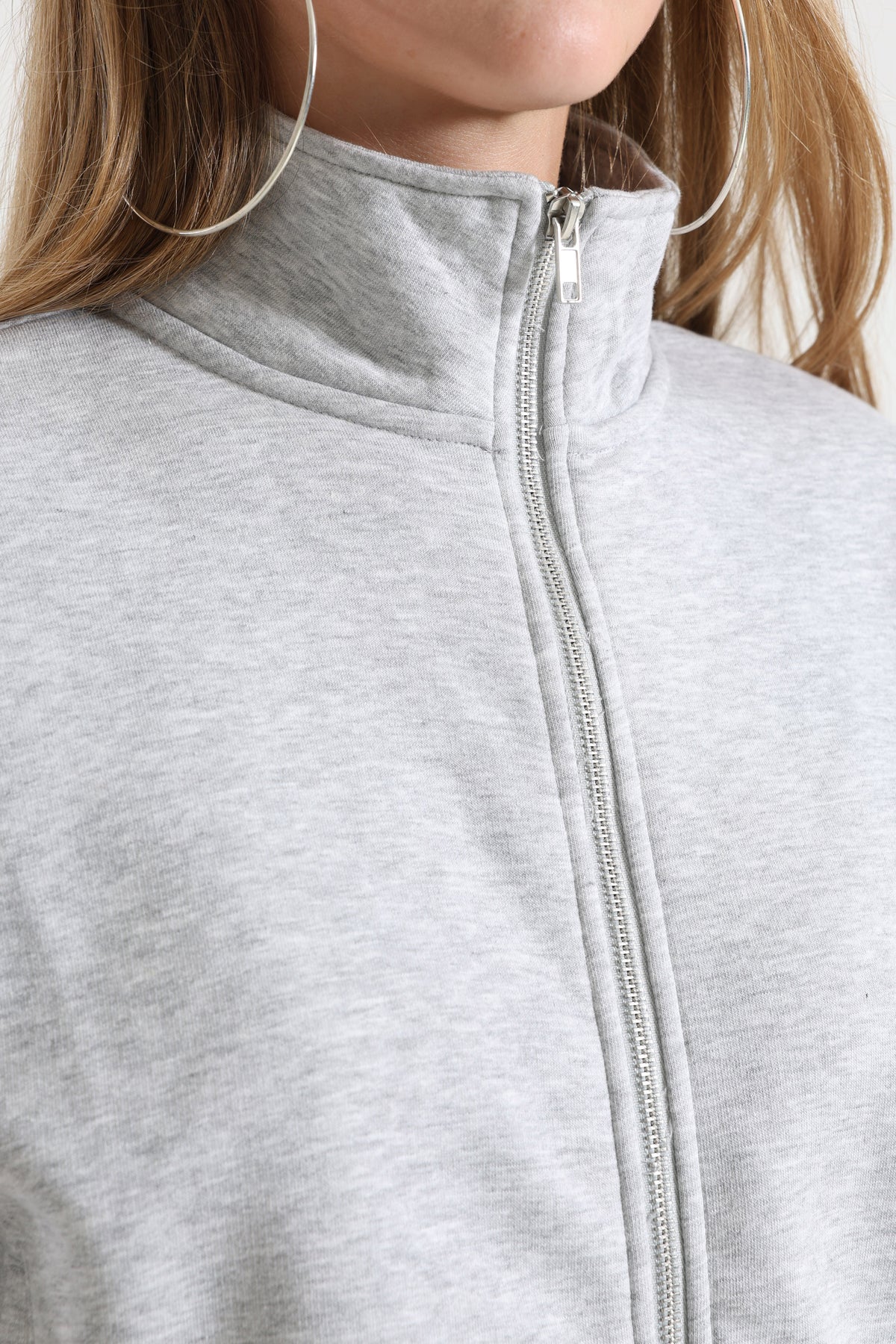Sweatjacke - Grau meliert