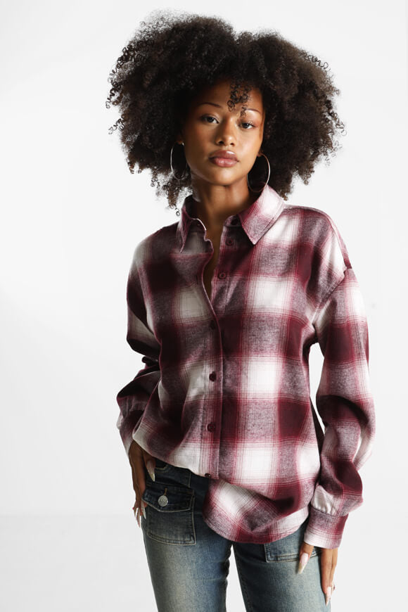 Chemise à carreaux oversize - Bordeaux + Blanc