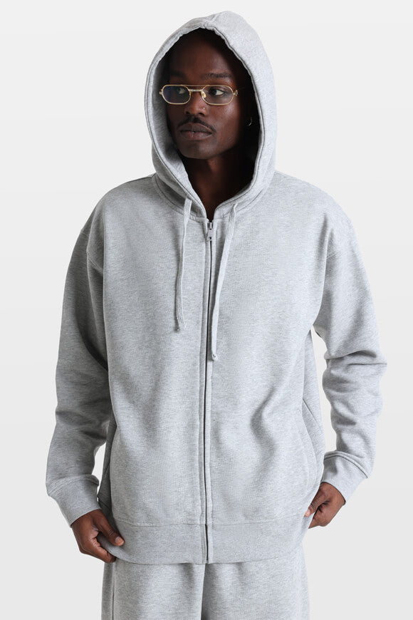Oversized zip-up hoodie sweatshirt - Light Heather Grey