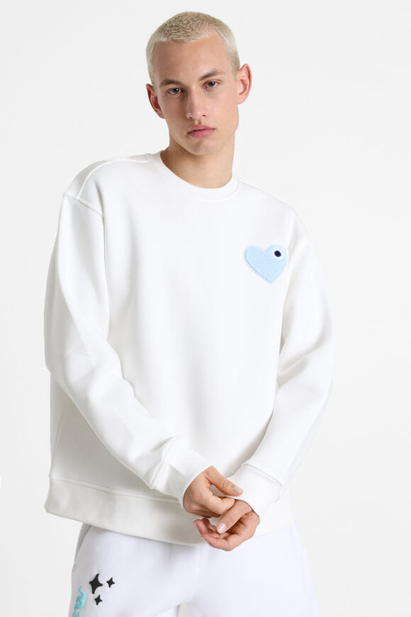 Heart Sweatshirt - Offwhite + Light Blue