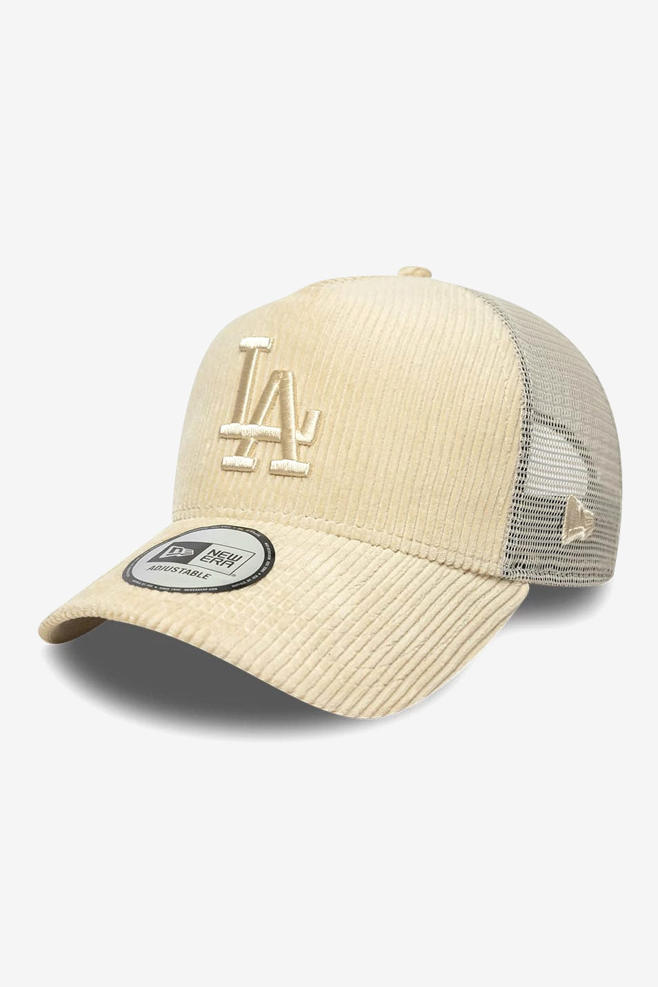 Casquette trucker en velours côtelé / snapback - Beige