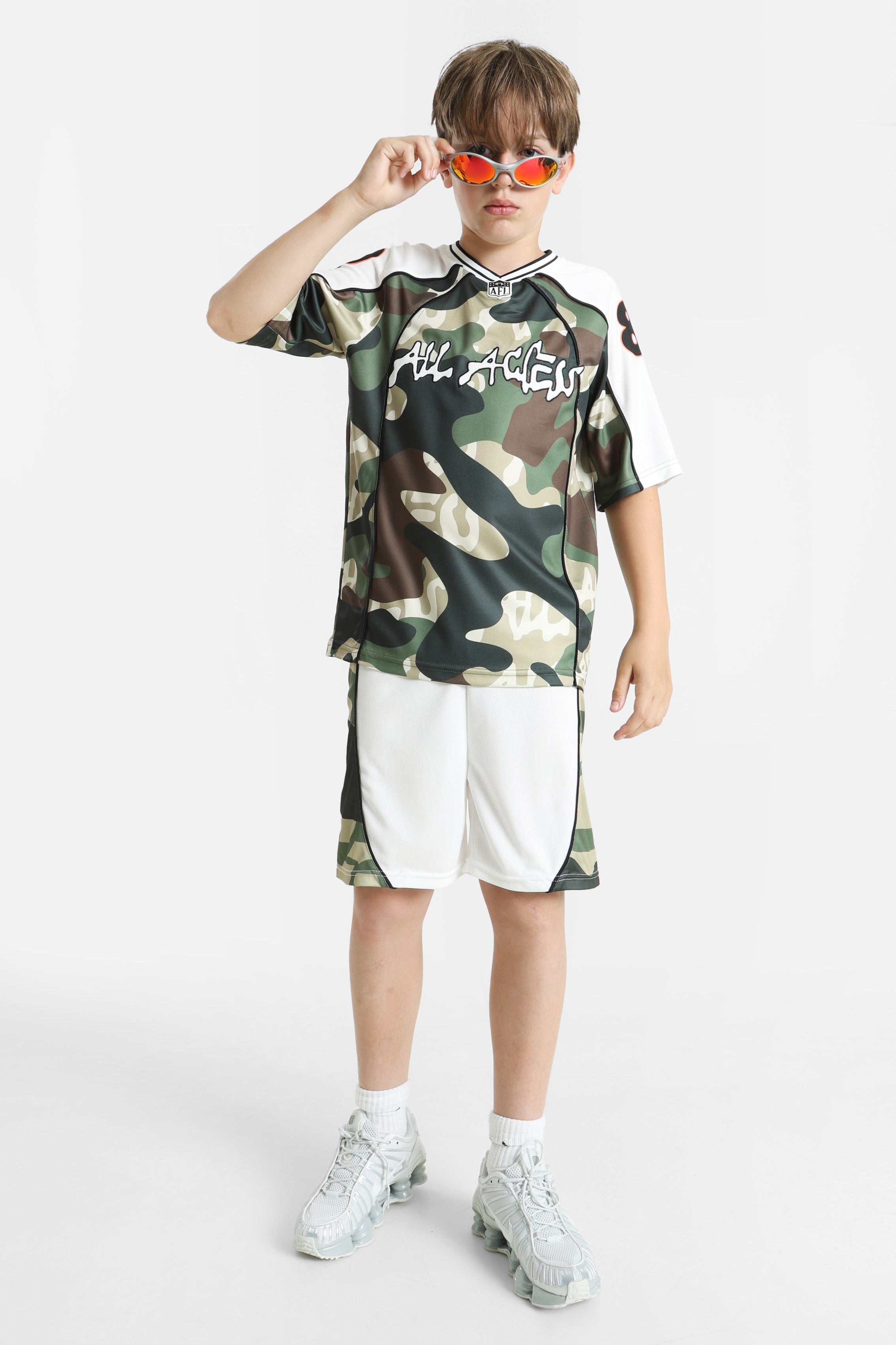Mesh T-Shirt - Grün Camouflage + Weiss