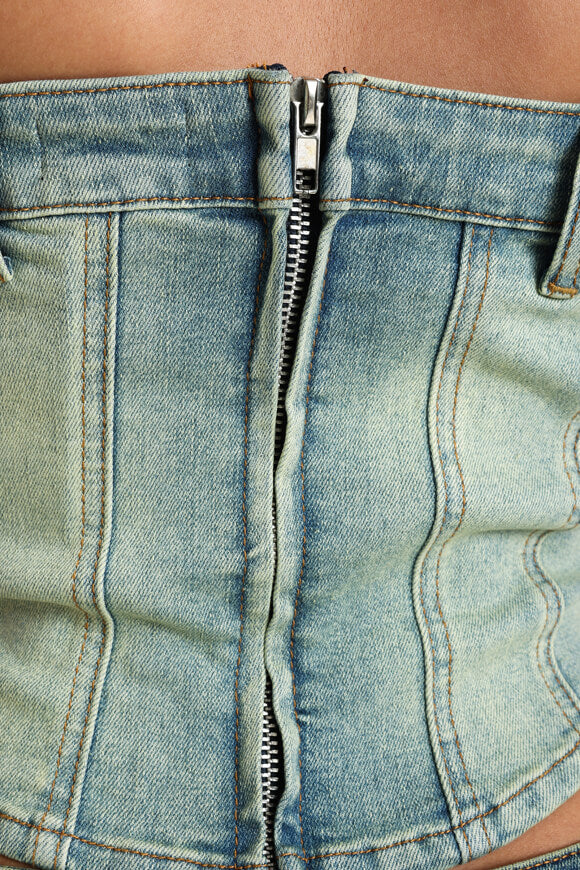 Top corsetto in jeans - Blu slavato